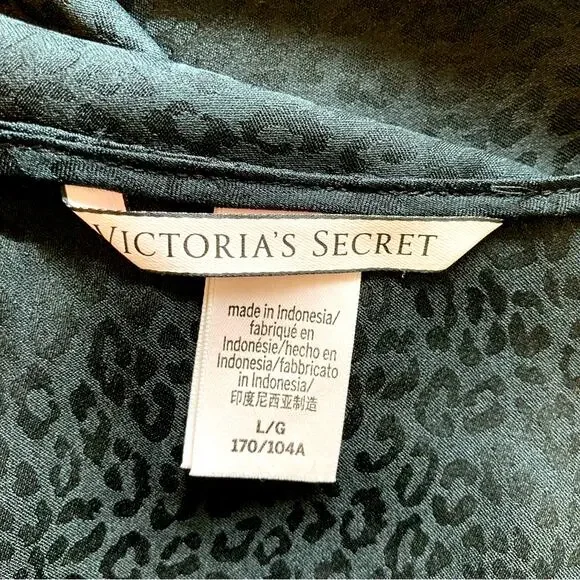 VICTORIA'S SECRET Camisole Womens L Tank Top Satin Black Cheetah Print Coquette - Picture 6 of 8